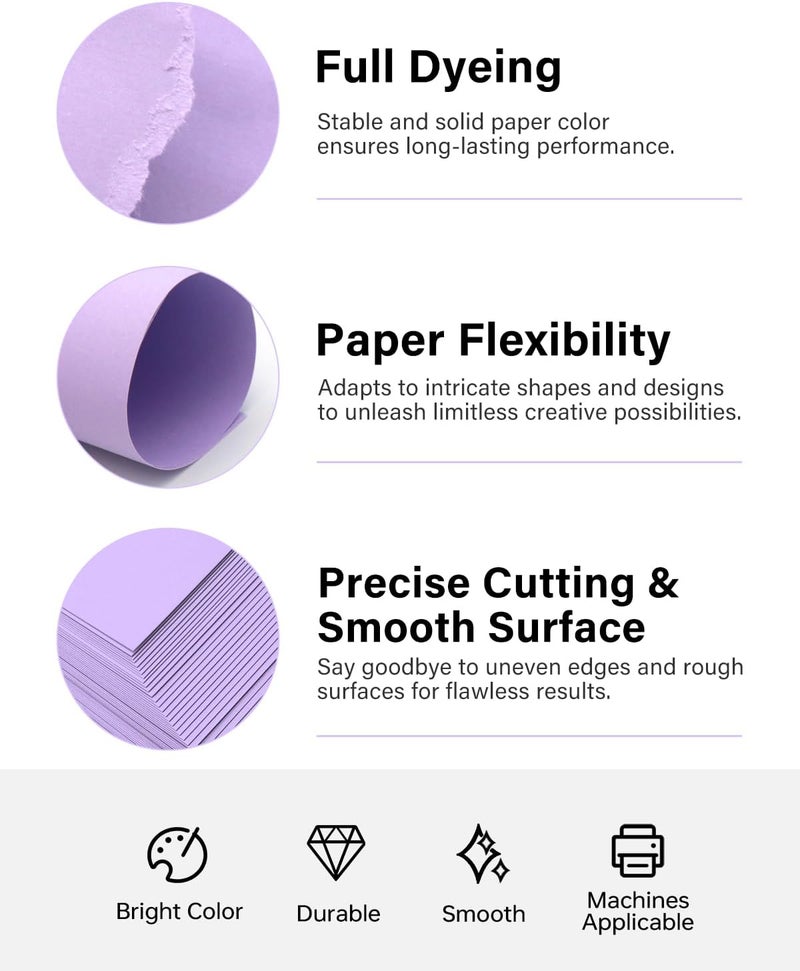 ALEWAPO Purple Cardstock 8.5 x 11 Thick Paper, 40 Sheets, ThickPaper 75 LB/200 GSM, Cardstock Printer Paper 8.5 x 11, Purple Card Stock for Invitations, Menus, Wedding, DIY Cards - Image 4